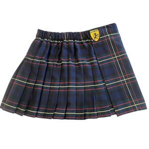 Sport Kilt Tartan Pattern Logo Patch Pleated Elastic Waist XL Kilt Skirt